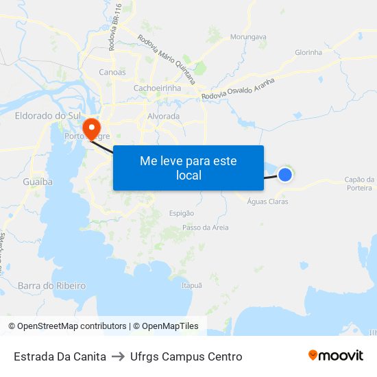 Estrada Da Canita to Ufrgs Campus Centro map