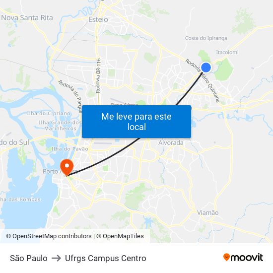 São Paulo to Ufrgs Campus Centro map