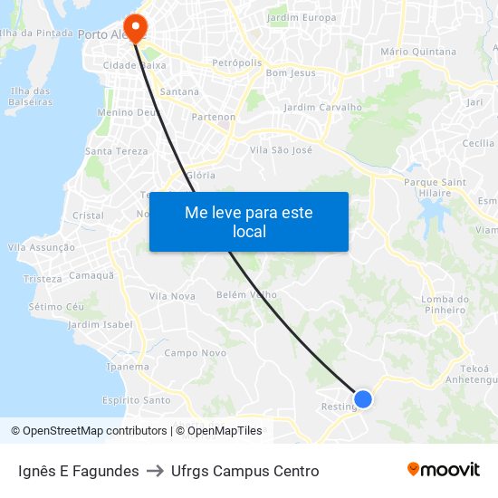 Ignês E Fagundes to Ufrgs Campus Centro map