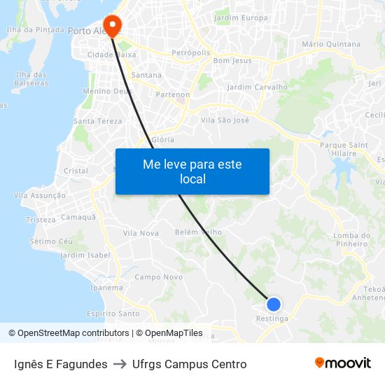 Ignês E Fagundes to Ufrgs Campus Centro map