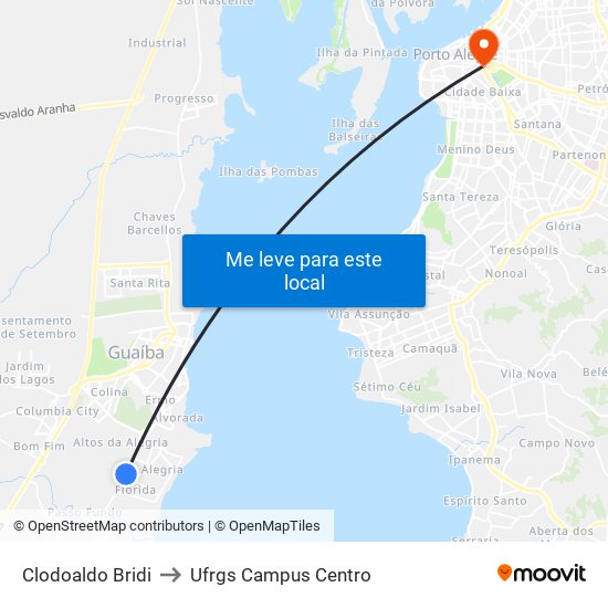 Clodoaldo Bridi to Ufrgs Campus Centro map