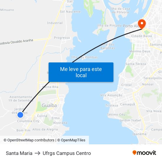 Santa Maria to Ufrgs Campus Centro map