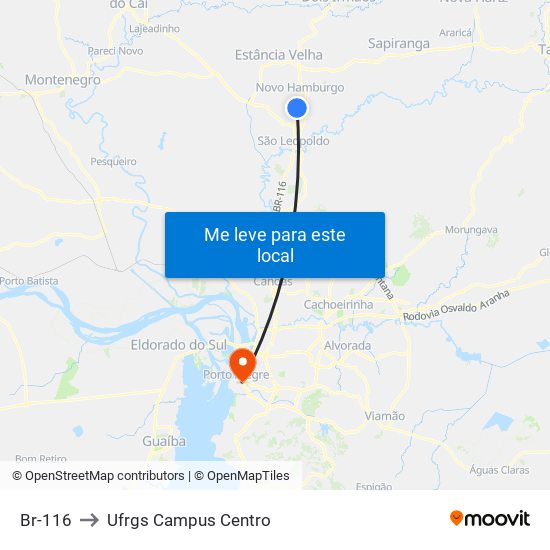 Br-116 to Ufrgs Campus Centro map