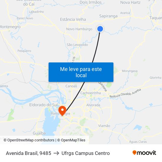Avenida Brasil, 9485 to Ufrgs Campus Centro map