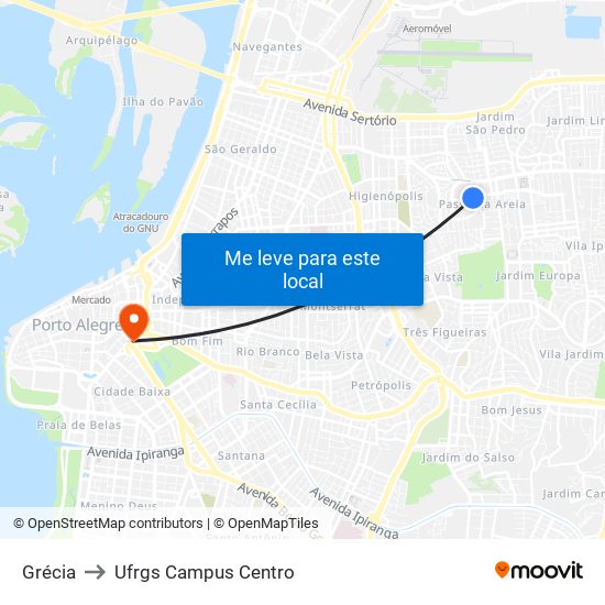 Grécia to Ufrgs Campus Centro map