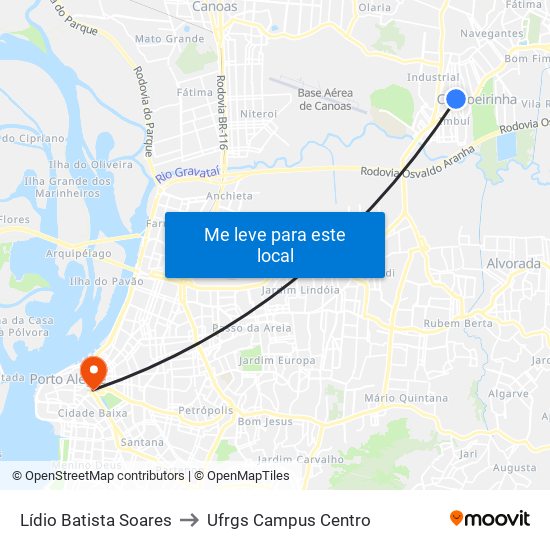 Lídio Batista Soares to Ufrgs Campus Centro map