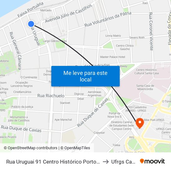 Rua Uruguai 91 Centro Histórico Porto Alegre - Rio Grande Do Sul 90010 Brasil to Ufrgs Campus Centro map