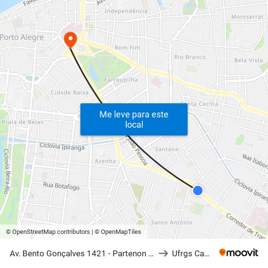 Av. Bento Gonçalves 1421 - Partenon Porto Alegre - Rs 90650-001 Brasil to Ufrgs Campus Centro map