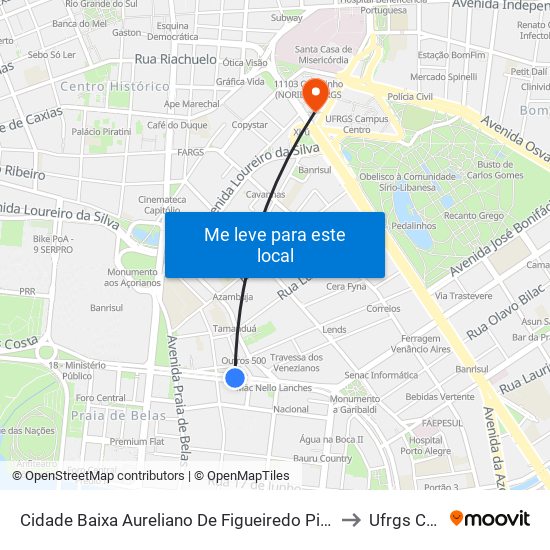 Cidade Baixa Aureliano De Figueiredo Pinto - Cidade Baixa Porto Alegre - Rs 90830-520 Brasil to Ufrgs Campus Centro map