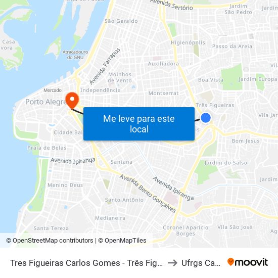 Tres Figueiras Carlos Gomes - Três Figueiras Porto Alegre - Rs 90470-430 Brasil to Ufrgs Campus Centro map