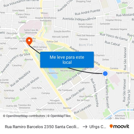 Rua Ramiro Barcelos 2350 Santa Cecília Porto Alegre - Rio Grande Do Sul 90035-903 Brasil to Ufrgs Campus Centro map