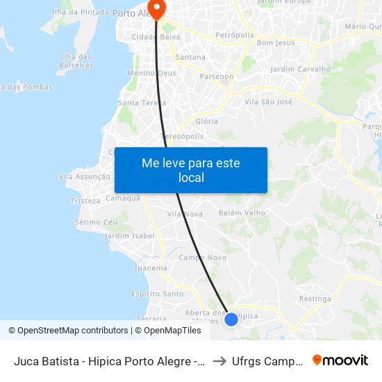 Juca Batista - Hipica Porto Alegre - Rs 91770-001 Brasil to Ufrgs Campus Centro map