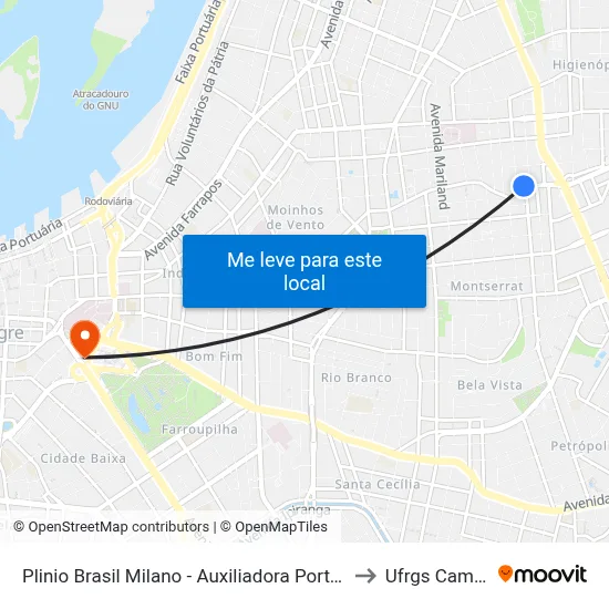 Plinio Brasil Milano - Auxiliadora Porto Alegre - Rs 90450-080 Brasil to Ufrgs Campus Centro map