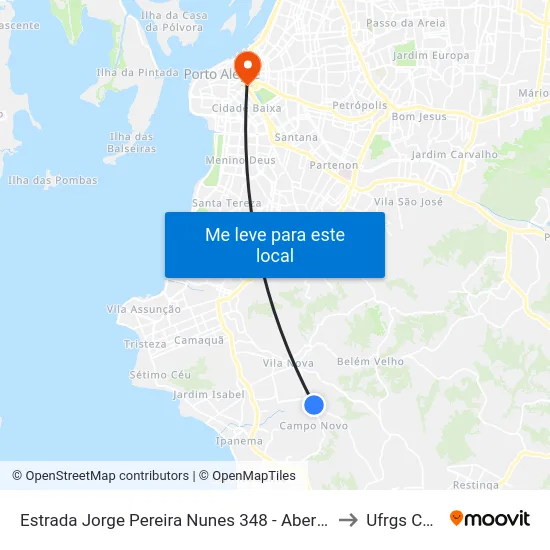 Estrada Jorge Pereira Nunes 348 - Aberta Dos Morros Porto Alegre - Rs 91787-590 Brasil to Ufrgs Campus Centro map