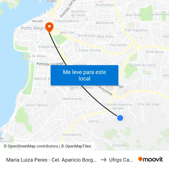 Maria Luiza Peres - Cel. Aparicio Borges Porto Alegre - Rs 91510-360 Brasil to Ufrgs Campus Centro map
