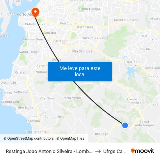 Restinga Joao Antonio Silveira - Lomba Do Pinheiro Porto Alegre - Rs Brasil to Ufrgs Campus Centro map