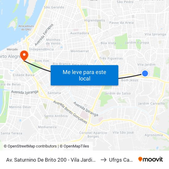 Av. Saturnino De Brito 200 - Vila Jardim Porto Alegre - Rs 91320-000 Brasil to Ufrgs Campus Centro map