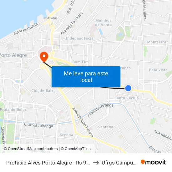 Protasio Alves Porto Alegre - Rs 90520-280 Brasil to Ufrgs Campus Centro map