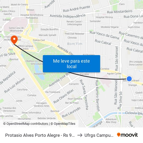 Protasio Alves Porto Alegre - Rs 90520-280 Brasil to Ufrgs Campus Centro map