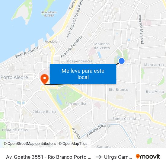 Av. Goethe 3551 - Rio Branco Porto Alegre - Rs 90430-100 Brasil to Ufrgs Campus Centro map