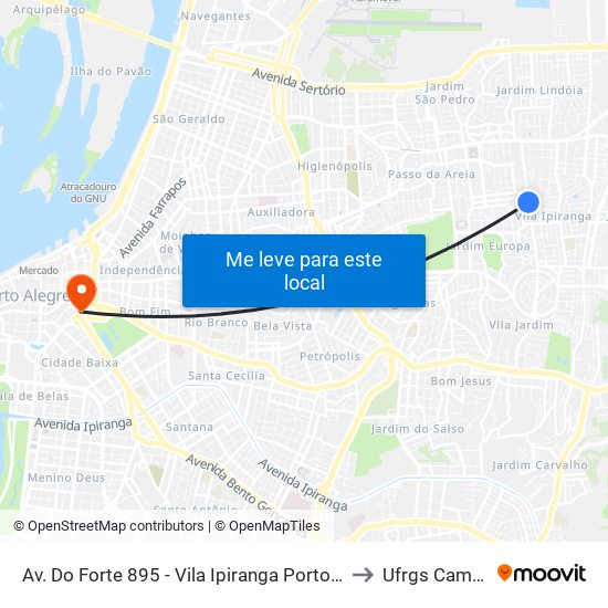 Av. Do Forte 895 - Vila Ipiranga Porto Alegre - Rs 91360-001 Brasil to Ufrgs Campus Centro map