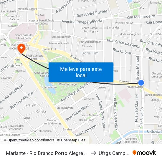 Mariante - Rio Branco Porto Alegre - Rs 90420-160 Brasil to Ufrgs Campus Centro map