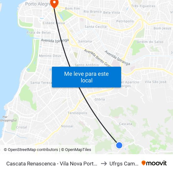 Cascata Renascenca - Vila Nova Porto Alegre - Rs 91712-370 Brasil to Ufrgs Campus Centro map