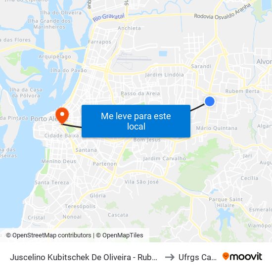 Juscelino Kubitschek De Oliveira - Rubem Berta Porto Alegre - Rs 91240-500 Brasil to Ufrgs Campus Centro map