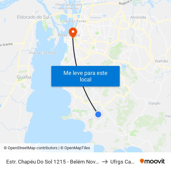 Estr. Chapéu Do Sol 1215 - Belém Novo Porto Alegre - Rs 91787-030 Brasil to Ufrgs Campus Centro map