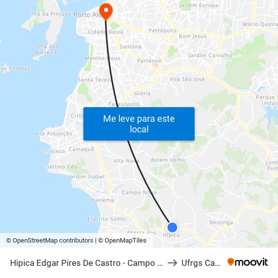 Hipica Edgar Pires De Castro - Campo Novo Porto Alegre - Rs 91787-878 Brasil to Ufrgs Campus Centro map