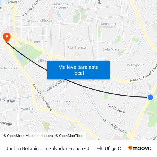 Jardim Botanico Dr Salvador Franca - Jardim Botânico Porto Alegre - Rs 90690-330 Brasil to Ufrgs Campus Centro map