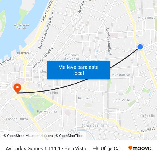 Av Carlos Gomes 1 111 1 - Bela Vista Porto Alegre - Rs 90480-004 Brasil to Ufrgs Campus Centro map