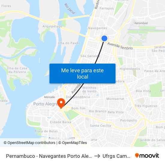 Pernambuco - Navegantes Porto Alegre - Rs 90240-001 Brasil to Ufrgs Campus Centro map