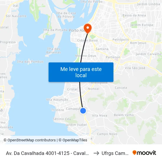 Av. Da Cavalhada 4001-4125 - Cavalhada Porto Alegre - Rs Brasil to Ufrgs Campus Centro map