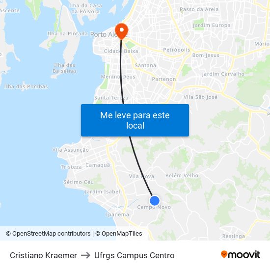 Cristiano Kraemer to Ufrgs Campus Centro map