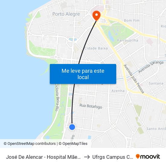 José De Alencar - Hospital Mãe De Deus to Ufrgs Campus Centro map