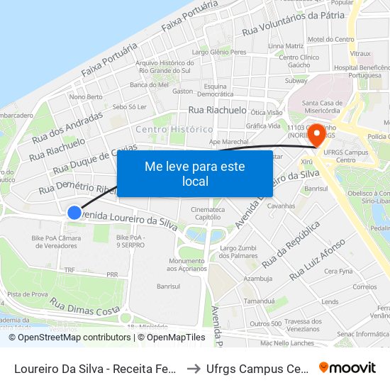 Loureiro Da Silva - Receita Federal to Ufrgs Campus Centro map
