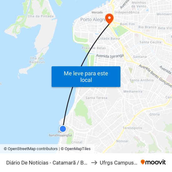 Diário De Notícias - Catamarã / Barra Shopping to Ufrgs Campus Centro map