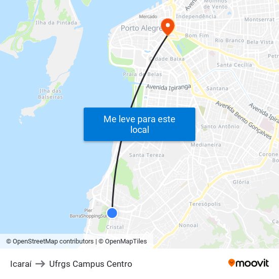 Icaraí to Ufrgs Campus Centro map