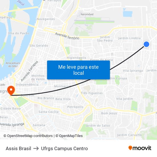 Assis Brasil to Ufrgs Campus Centro map