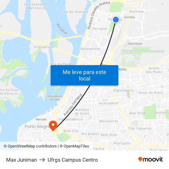 Max Juniman to Ufrgs Campus Centro map