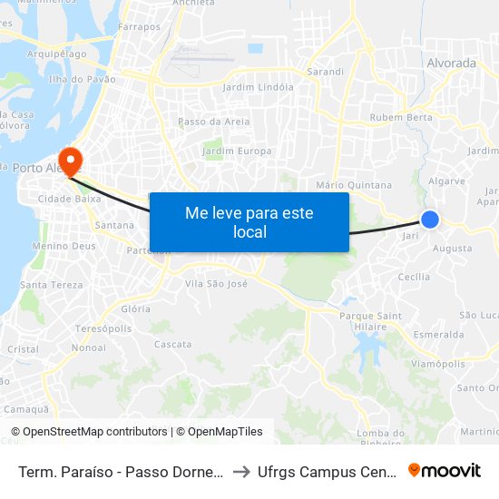 Term. Paraíso - Passo Dorneles to Ufrgs Campus Centro map