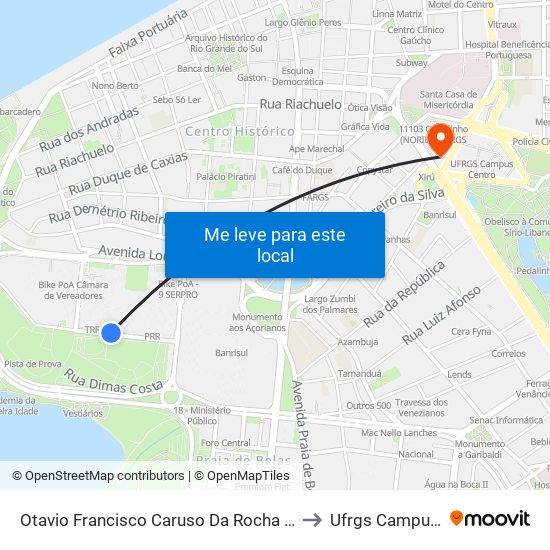 Otavio Francisco Caruso Da Rocha - Parque Harmonia to Ufrgs Campus Centro map