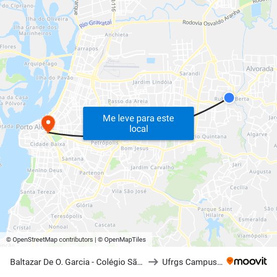 Baltazar De O. Garcia - Colégio São Francisco Bc to Ufrgs Campus Centro map