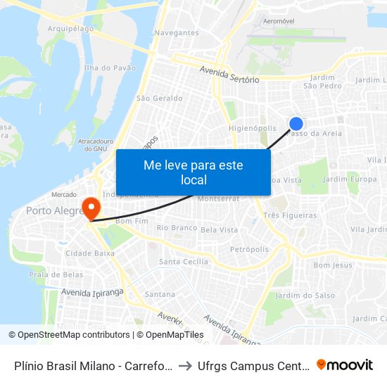 Plínio Brasil Milano - Carrefour to Ufrgs Campus Centro map