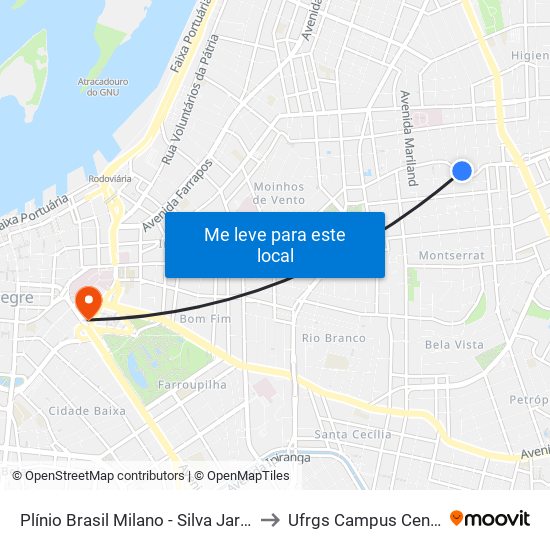 Plínio Brasil Milano - Silva Jardim to Ufrgs Campus Centro map