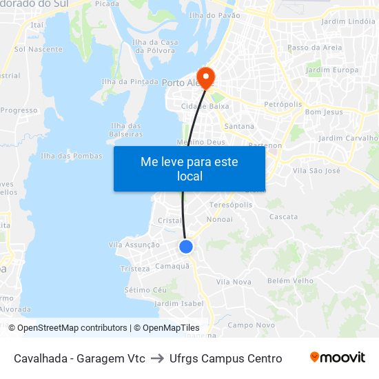 Cavalhada - Garagem Vtc to Ufrgs Campus Centro map