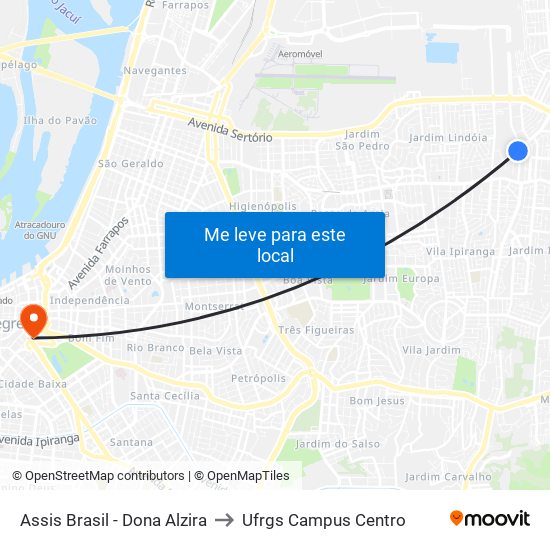 Assis Brasil - Dona Alzira to Ufrgs Campus Centro map