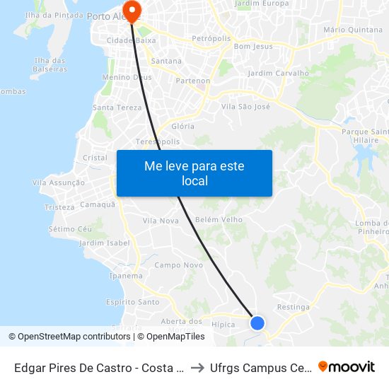 Edgar Pires De Castro - Costa Gama to Ufrgs Campus Centro map