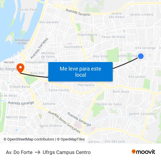 Av. Do Forte to Ufrgs Campus Centro map
